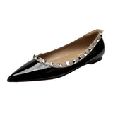 Rival Tip Flat-Bottomed Fashion Single Shoes Women 2025 New Patent Leather Pedaled Flat Heel Boat Shoes HZ0115