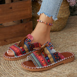 Large-Size Flat-Bottomed Slippers Women's 2025 Summer New Wear Thai Thai Sand Beach Cool Slippers Women's Shoes HZ0115