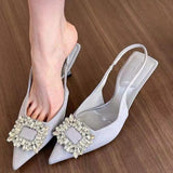 Solid Color Pointed-Headed Sandals 2025 Summer After The Empty Single Shoes Small Fragrant Style Temperament High Heels HZ0115