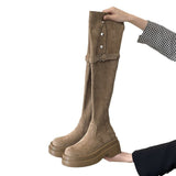 Belt Buckle Thin Boots Women Autumn And Winter New Thick And Long Boots Two Handsome Casual Knight Boots HZ0115