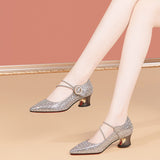 New Water Drill With Coarse Heel Single Shoes Women's High Heel Shoes 2025 Spring And Autumn Fashion Heel Shoes Light-Mouthed Women's Shoes HZ0115