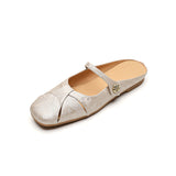 Anal-Quality Buntou Cool Half-Slippers Women Wear 2025 New Summer Lazy Chinese Camellia Muller Shoes HZ0115