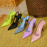 Z Family 2025 Autumn Silk Satin Blue Pointed Fine High Heel Women's Shoes After Stumbling Women's Sandals HZ0115