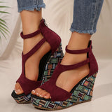 Large-Size High-Heeled Fish Mouth Sandals Women Thick Bottom Slope And Fish Mouth Word Buckle Bottom Cold Slippers HZ0115