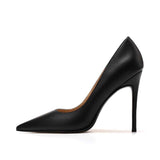 Hotel Working Shoes Women Black High Heels Fine Heel Professional Tip Low Heel Soft Leather Small Size Comfortable Single Shoes HZ0115