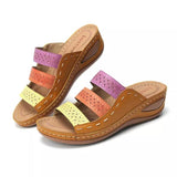 Women's Sandals 2025 Summer New Slope And Spell One-Word Women's Sandals Wish HZ0115