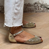 Golden Fish Mouth Sandals 2025 New Round Head Toe With Hollow Sandals Low Heel HZ0115