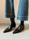French Soft Leather Tips Inside The Thin Skin Boots Women Autumn And Winter Plus Velvet Black And Soft Bottom Short Boots HZ0115