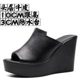 Green Comfortable Outside Slope And Slippers Women's Summer Fashion High-Heeling Waterproof Table Thick Bottom Pine Cake Cool Drag And Word Drag HZ0115