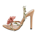 Garden Flowers Dream Elegant High Heel Women's Shoes Vine Word With Round Head High Heel Sandals Woman HZ0115