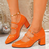 Large-Size Retro Mary Jane Women's Shoes 2025 Autumn New French Heel Red Single-Shoe Women's Thick Heels HZ0115