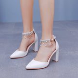 10 Cm Thick Heel Sandals Beaded Sous-Suded Women's Shoes Spring Women's Shoes Light-Mouthed Fashion Thick Heel Sandals HZ0115