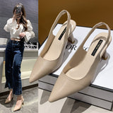 French Retro Pointed Thick Heel High Heel Shoes After The 2025 Summer New Women's Professional Work Single Shoe Bag HZ0115