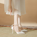 A Buckled Pearl Chain French-Style Bag Head Sandals Women's New Summer New White Wedding Champagne High Heels Single Shoes HZ0115