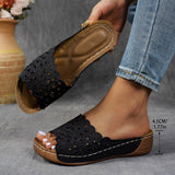 2025 Summer New Women's Thick Bottom Slippers Large-Size Fish Mouth A Word Wide Striped Thick Bottom Slippers Women HZ0115