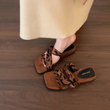 Small Hill And Cool Toe Sandals Women's Shoes Summer Outside Wearing Square High-Heeled Slippers Design Feel Beach Roman Shoes HZ0115