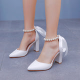 9 Cm Coarse Heel Sandals Mary Jane White Wedding Large-Size Sandals 42 Yards High Heels Spring And Summer Sandals Women HZ0115