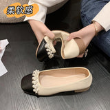 Small Fragrant Style Single Shoes Women 2025 New Fashion Comfortable Square Shoes Shallow Pearl Coarse French Single Shoes HZ0115