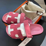 2025 Summer New Thick Bottom Cool Slippers Large-Size Magic Sticker Outside Wearing Casual Women's Shoes HZ0115