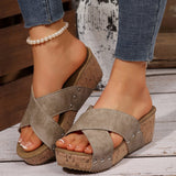 2025 New Summer Women's Slope And Thick Bottom Slippers Outside Wearing Large-Size Fish Mouth Thick Bottom Slope And Slippers HZ0115