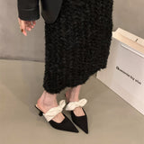 French Small Fragrant Feng Tuk-Head Half-Slipper Fairy Shoes Wear 2025 New Spring And Summer Bow High And Cool Drag HZ0115