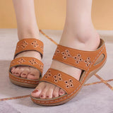 Spring And Summer New Slope And Slippers Women's Cool Slippers Embroidered Solid Sand Sand Sandals Casual Suture Shoes HZ0115