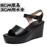 White Toe-Word High Heels 8CM Slope And Women's Waterproof Table Comfortable Loose Cake 33-43 Black Hollow Sandals HZ0115