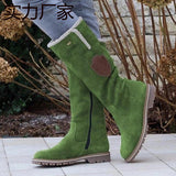 2025 Winter New Long-Winded Snow Boots Side Zipper Tumbling Through The Round Head High-Twind Lady Large Size Snow Boots HZ0115