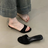 Vintage Velvet Noodles Small Slope And Dew Slippery Slippers Women Wear Comfortable Soft Soles Pedal Cool Slippers HZ0115