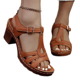 2025 Summer New Women's High-Heeled Thick-Soled Sandals Large Size Fish Mouth Coarse Heel With Slope Sandals HZ0115