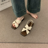 Vintage Casual Gentle Evening Wind Toe Sandals Women Summer 2025 New Soft Leather Cross With Flat Beach Shoes HZ0115