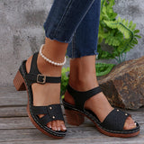 2025 New One-Word With Slope Heel Sandals Women's Shoes Large Size Fish Mouth Slope And Thick-Soled Sandals HZ0115