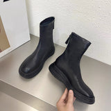 2025 Autumn And Winter New Thick-Bottomed Boots Children Martin Boots White Women's Shoes Skin Skinny Boots Women's Cotton Shoes Plus Velvet Women's Short Boots HZ0115