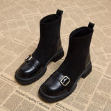Vintage British Style Thin Skinny Boots Brown Socks Boots 2025 Autumn And Winter Gas Small Short Boots Small Ankle Boots HZ0115