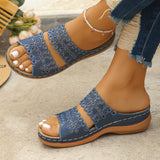 Large-Size Hollow Flowers One-Word Slippers Women In The Summer Of 2025 New Leisure Thick Bottom Slope And Cold Slippers Women HZ0115