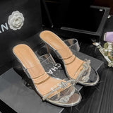 In The Summer Of 2025, The New Sandals Water Drill Kinesi High Heel Wearing Transparent Word With Fine Round Head Cool Half-Dragging HZ0115