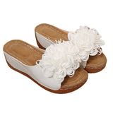 2025 New Summer Women's Slope And Thick-Bottom Slippers Large-Size Wear With Flowers Decoration HZ0115