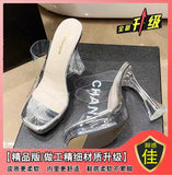 Transparent High Heel Cool Drag Crystal Fashion Sandals Women Wear 2025 New Non-Tiring Temperament Women's Shoes HZ0115