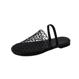 Daily Simple Word With Round Head Flat-Bottom Cool Slippers Summer New Design Feel Mesh Woven Hollow Bunhead HZ0115