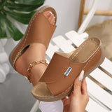 Large-Size Thick-Bottomed Casual Slippers Women 2025 New One-Word Fashion Simple Time Fish Mouth Slippers HZ0115