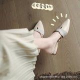 Baotou Half Slippers Women's Summer Wear 2025 Summer New Shoes Pointed Flat Bottom Muller Cool Slippers Half-To-Single Shoes HZ0115