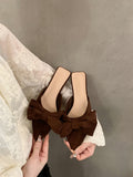 High-Heeled Fairy Wind Cool Slippers Women's Shoes Wear 2025 New Summer Bow Temperament Sandals HZ0115