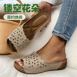 2025 Summer New Women's Thick Bottom Slippers Large-Size Fish Mouth A Word Wide Striped Thick Bottom Slippers Women HZ0115