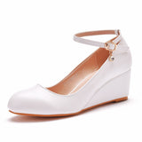 Dwarf Heel Sexy Pedicles Thin High Heels Women's Shoes Slope Heel High Heel Leisure Shallow Buckle Round Head Single Shoes HZ0115