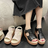 Weaving With Loose Cakes And Women's Sandals New Fish Mouth Slope Heels High-Heeled Sandals Hollow Zipper Women's Shoes 35-43 7CM HZ0115