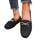 Large-Size Bean Shoes Women's New Round Head Shallow Mouth Water Drill Chain Flat-Soled Casual Shoes In The Fall Of 2025 HZ0115