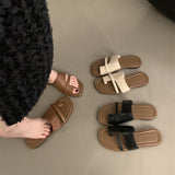 Design A Small-Sense Brown Jacket Slippers In Autumn And Winter Wearing Seaside Beach Cool Drag Soft-Soled Women Shoes Roman Shoes HZ0115