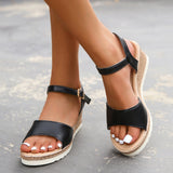 Slope Hed Sandals Women 2025 Summer New Large-Size Fish Mouth Buckle Fashion Comfortable Thick-Soled Sandals HZ0115