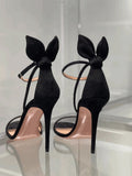 Rabbit Ear Sandals Women Black Bow Summer 2025 New Dew Sexy Word With High Heels HZ0115