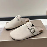Bag Head Slippers Female Couple Softwood Tug Wish Large Size Roman Shoes Casual Half-Dragging Lazy Shoes HZ0115